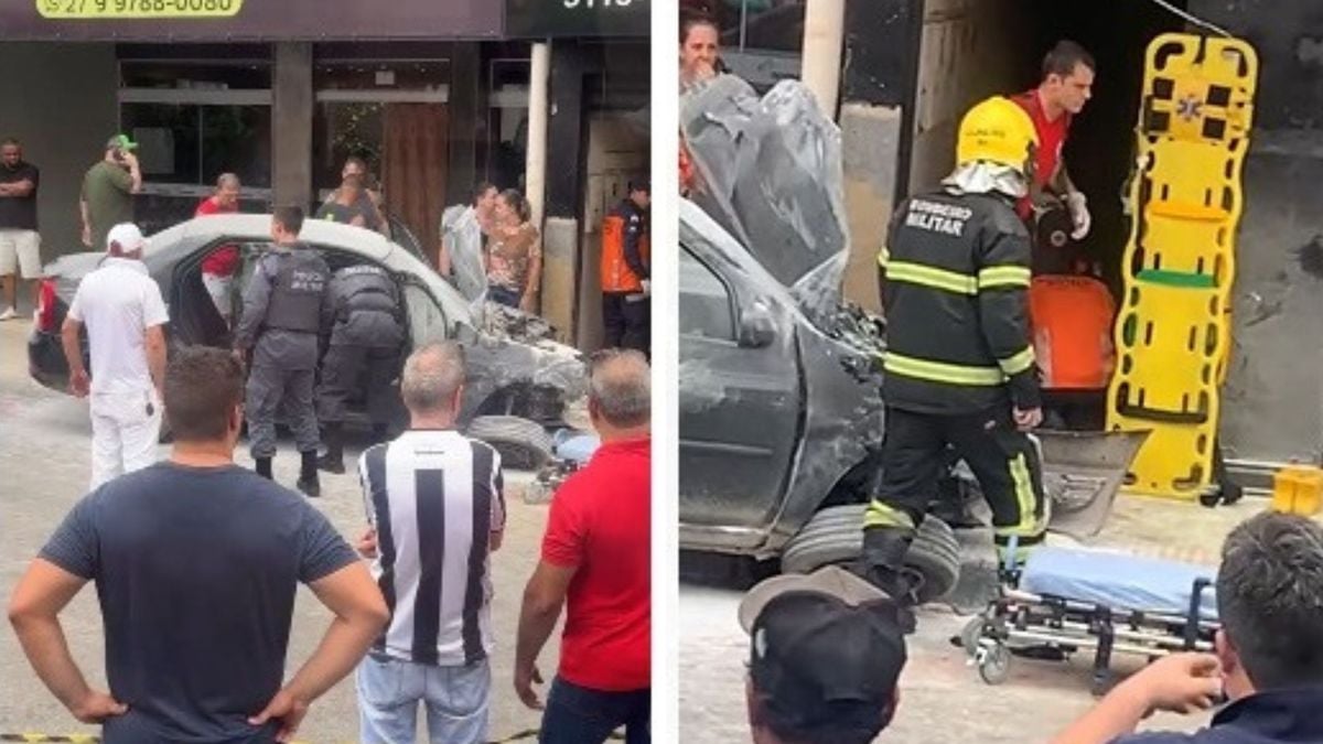 Carro bate com moto, atropela pedestre e pega fogo em Colatina 