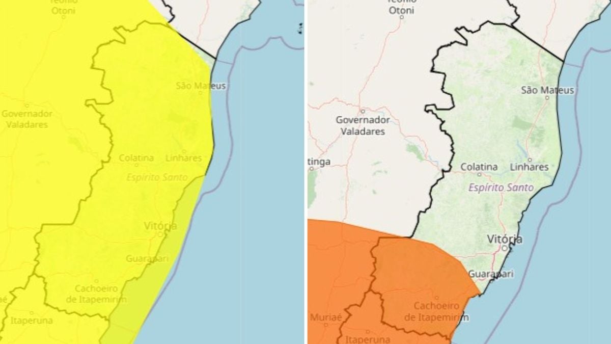 Espírito Santo recebe dois alertas de chuvas