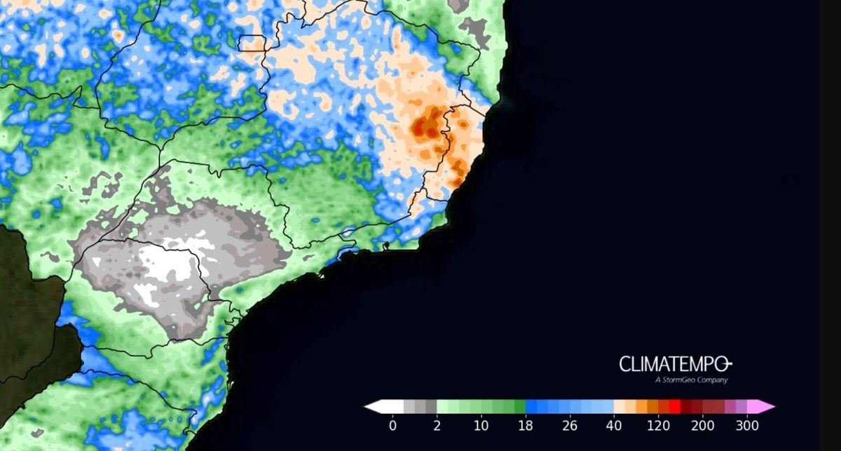 Mapa de acumulado previsto entre 17 de dezembro de 2024 de 20 de dezembro de 2024