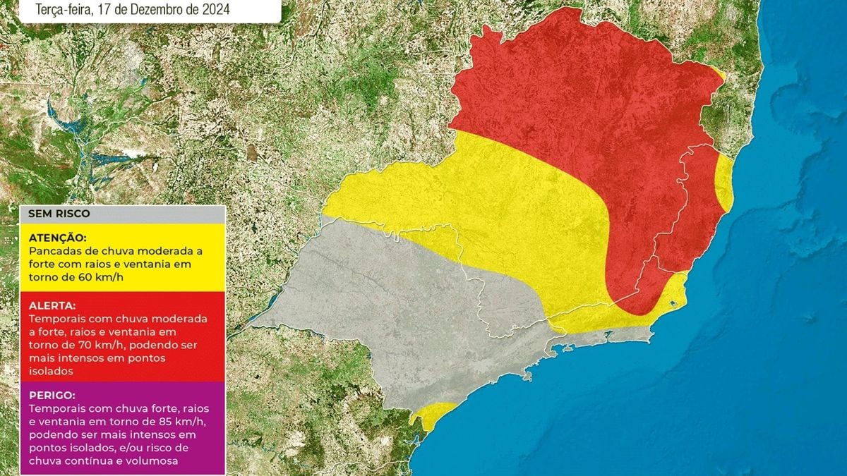 Risco de temporais nesta terça-feira (17), segundo empresa de meteorologia