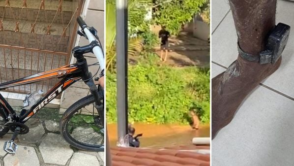 Em meio à água, ele foi abordado por policiais militares; a bicicleta furtada foi devolvida à vítima