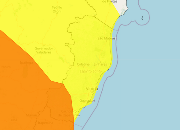 Todo o Espírito Santo está sob alerta de chuvas intensas