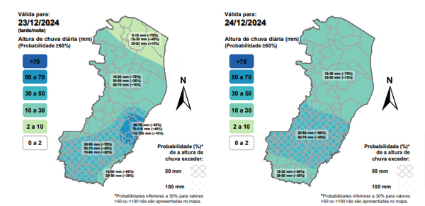 Defesa Civil prevê chuva intensa no Estado até terça-feira (24)