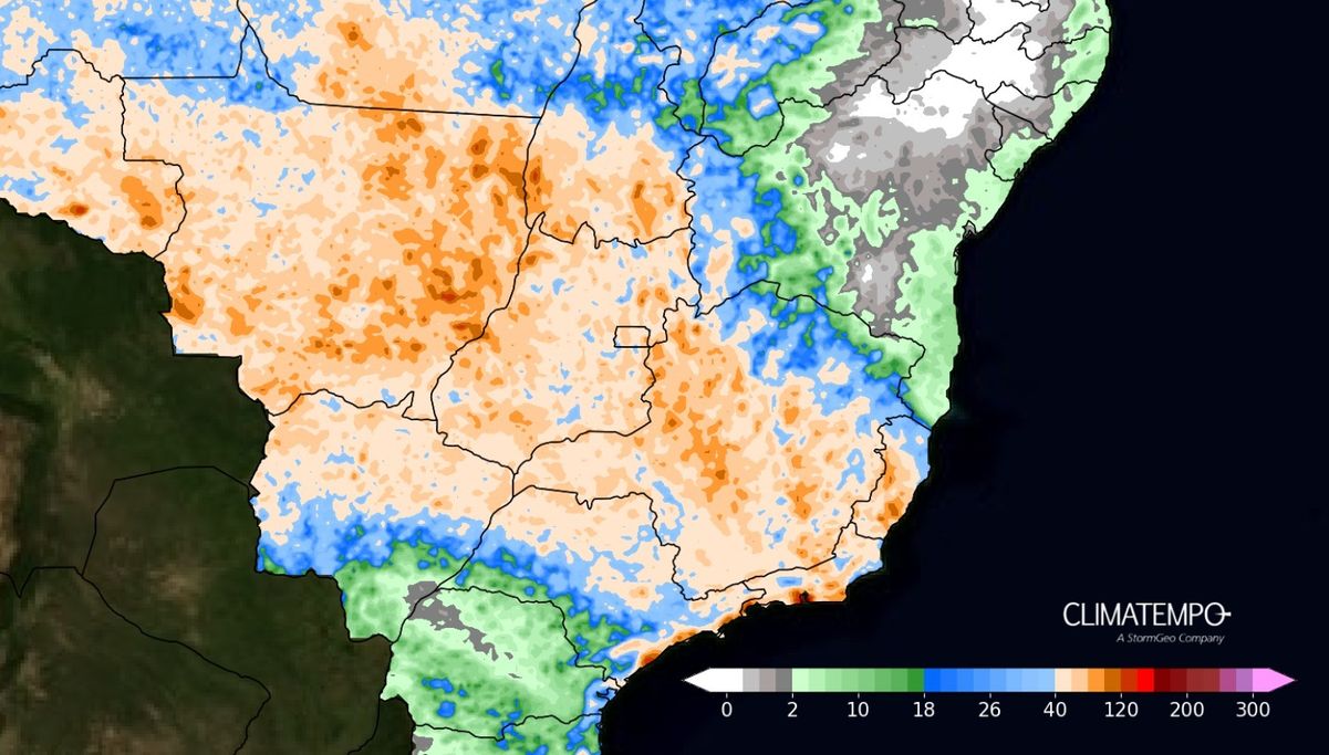 Mapa de acumulados previsto entre terça-feira 24 de dezembro de 2024 e 28 de dezembro de 2024