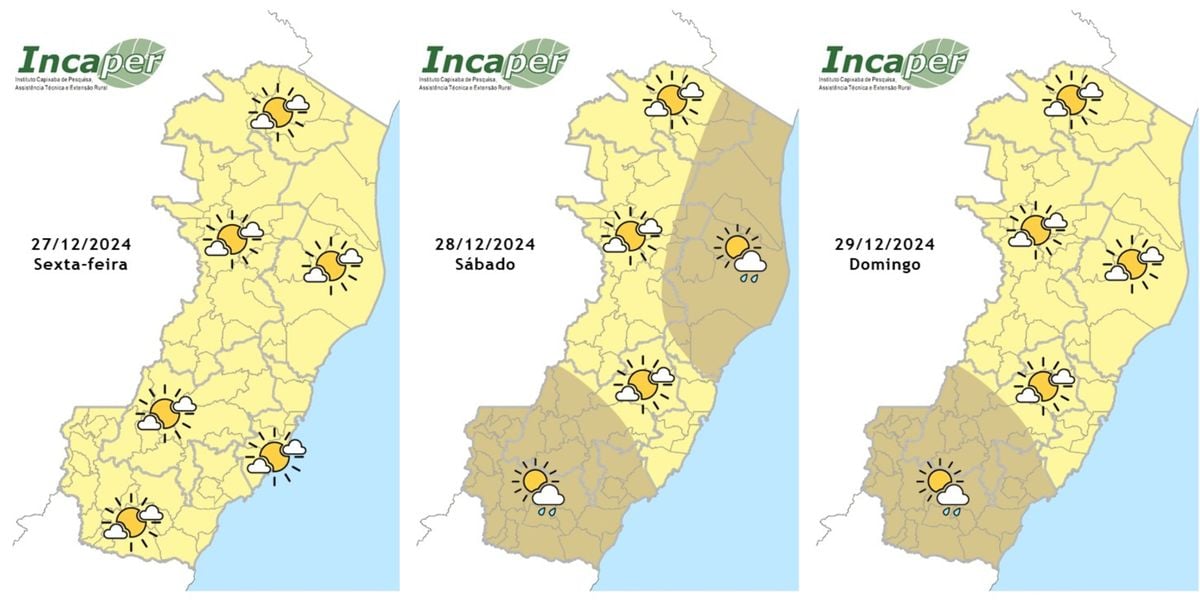 Previsão do tempo para o fim de semana no Espírito Santo