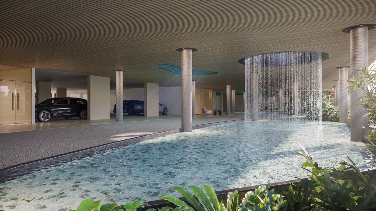 Recepção do Salt com cascata do pilotis ao térreo