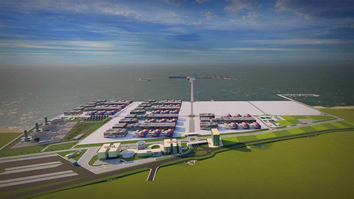 Projeção
do terminal
portuário que será
construído em
São Mateus pela
Petrocity