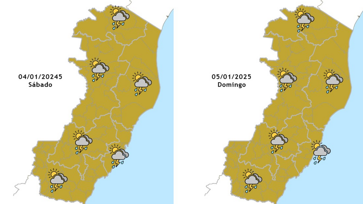 Tempo fica instável no Espírito Santo no primeiro final de semana de 2025 