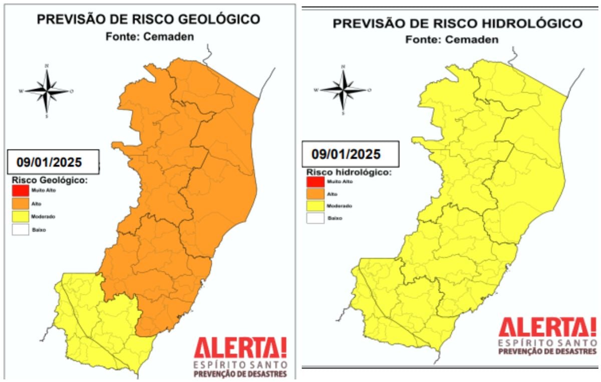 Alertas apontam risco em todo o Espírito Santo