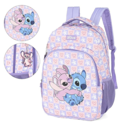 Mochila De Costas Escolar Disney Stitch Chaveiro Angel