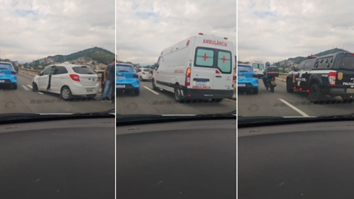 O condutor do Ford Ka branco ficou ferido. Uma ambulância e uma viatura da Polícia Civil foram acionadas para a ocorrância