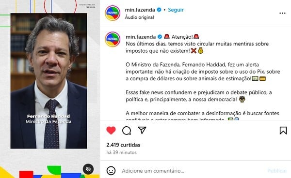 Desinformação tem repercutido nas redes. Haddad negou na noite de 09/01