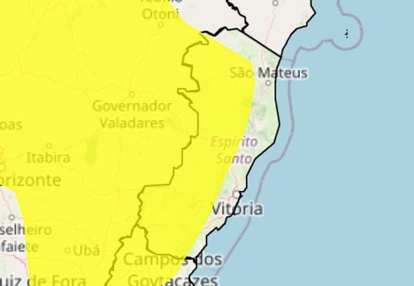 Inmet emitiu novo alerta de chuvas para 68 municípios capixabas