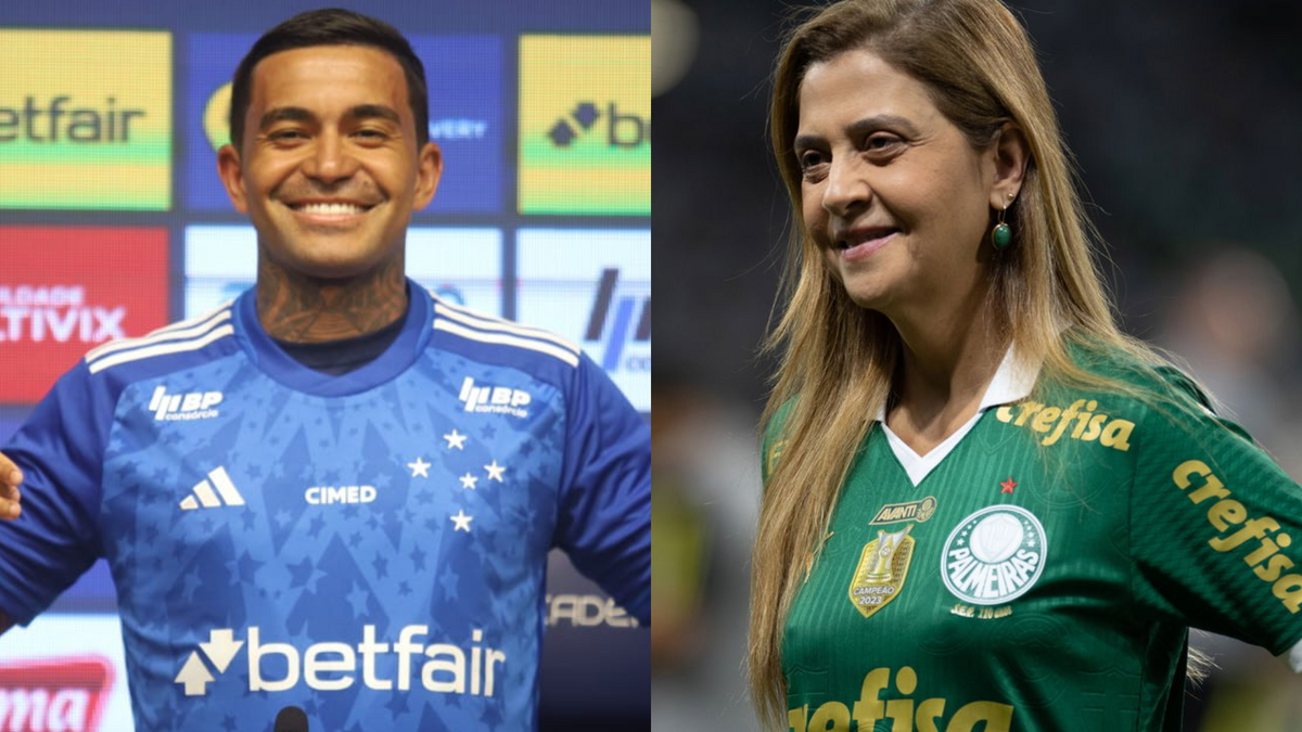 Dudu, jogador do Cruzeiro, e Leila Pereira, presidente do Palmeiras