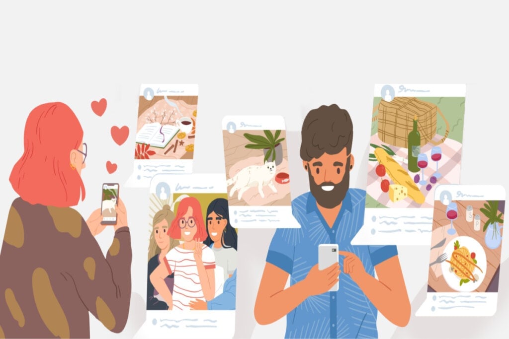 As interações superficiais nas redes, como as curtidas, os breves comentários e as conversas fragmentadas, evidenciam a cultura do imediatismo (Imagem: GoodStudio | Shutterstock)