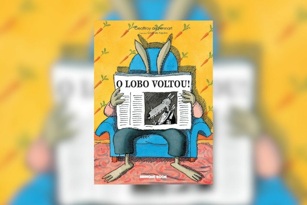 &#8220;O lobo voltou!&#8221; reforça o suspense e o humor do clássico vilão Lobo Mau (Imagem: Divulgação | Editora Brinque-Book)