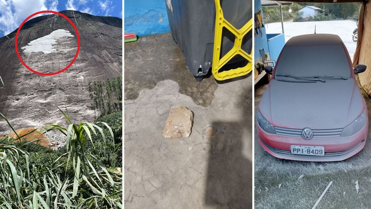 Descolamento resultou em queda de fragmentos de pedra, que causaram uma nuvem de poeira no local