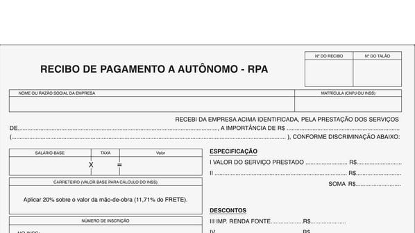 Comprovante de pagamento é emitido pelo contratante e inclui os descontos obrigatórios, como INSS e IR