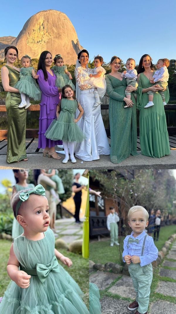 Em agosto do ano passado, no último casamento das amigas, os bebês foram convidados a serem damas e pajens no evento por Arquivo 