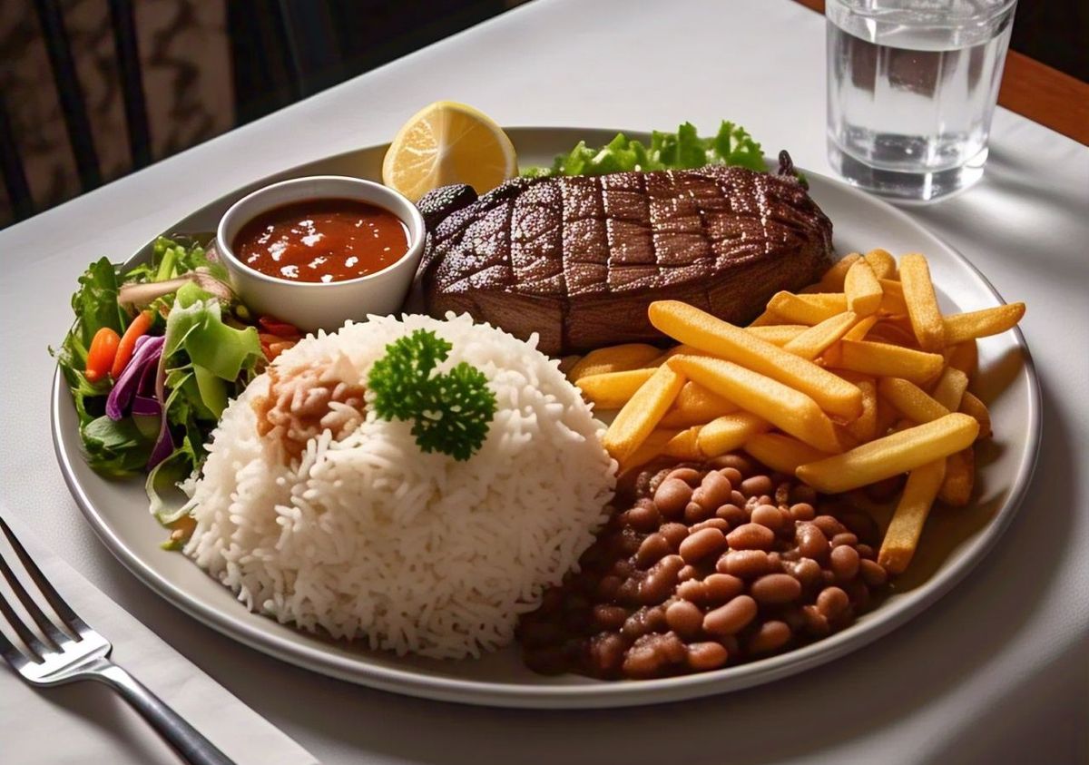 Refeição com arroz, feijão, batata frita e uma proteína pode ficar mais barata feita com gás encanado