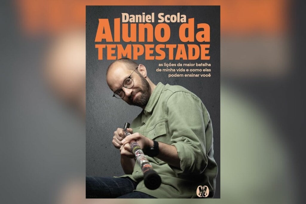 No livro ‘Aluno da tempestade’, Daniel Scola conta sobre o dilema que enfrentou ao descobrir um câncer raro na cabeça (Imagem: Reprodução digital | Editora Citadel) 