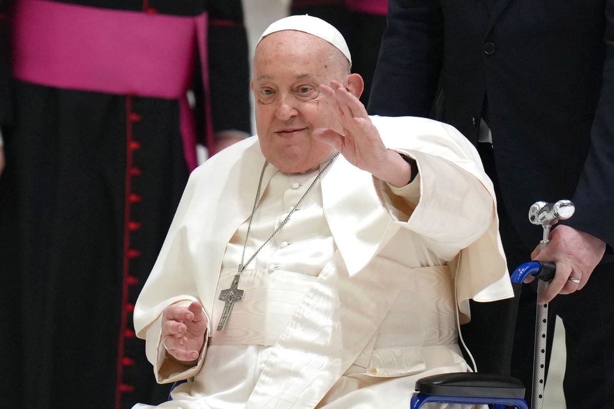 Papa Francisco durante audiência geral semanal realizada no Salão Paulo VI, no Vaticano
