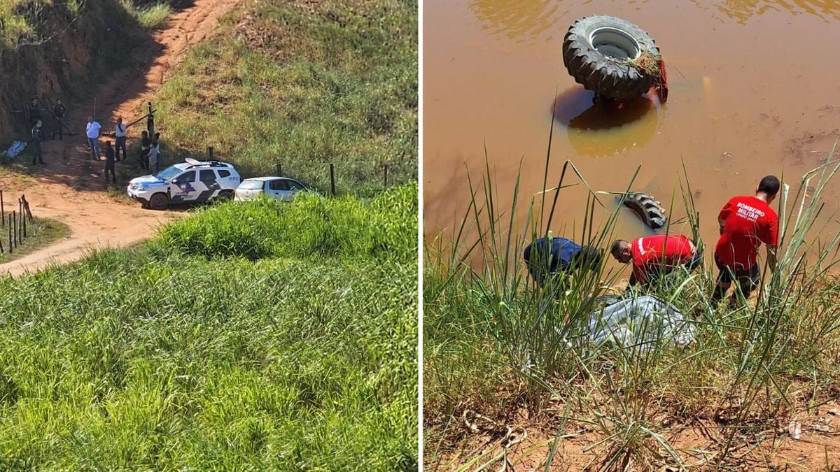 Trator tombou em barranco e caiu em açude em Mimoso do Sul, no Sul do ES