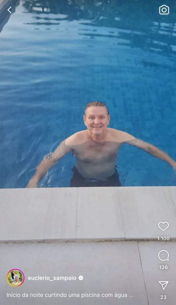 Prefeito Euclério Sampaio na piscina