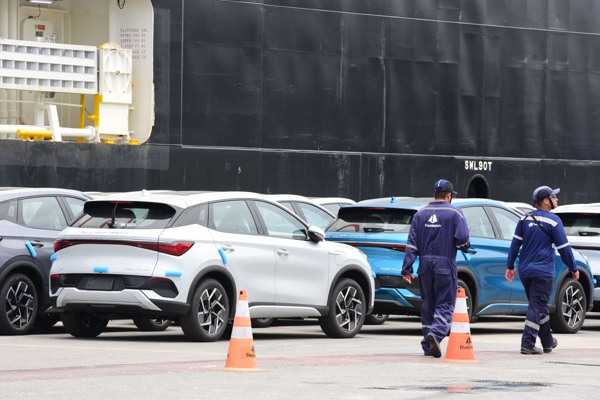 Navio BYD descarrega carros no Portocel, Aracruz por Carlos Alberto Silva