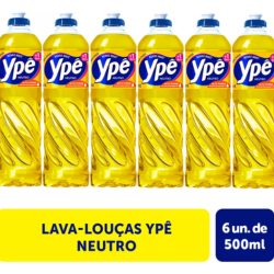 Detergente Lava Louças Ypê Neutro 500ml Com 6 Unidades 