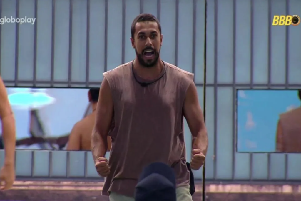 O ex-atleta Maike diz ser determinado e provou sua resistência física ao ganhar a 8ª Prova do Líder do BBB 25 (Imagem: Reprodução digital | Rede Globo)