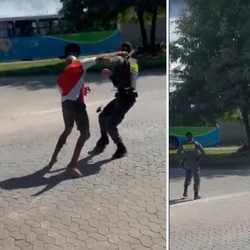 Confusão começou após duas pessoas passaram por baixo da roleta da bilheteria e foram repreendidas; na confusão, militares precisaram usar até spray de pimenta para conter a dupla