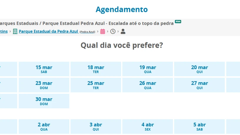 Passo 5: como agendar a escalada na Pedra Azul