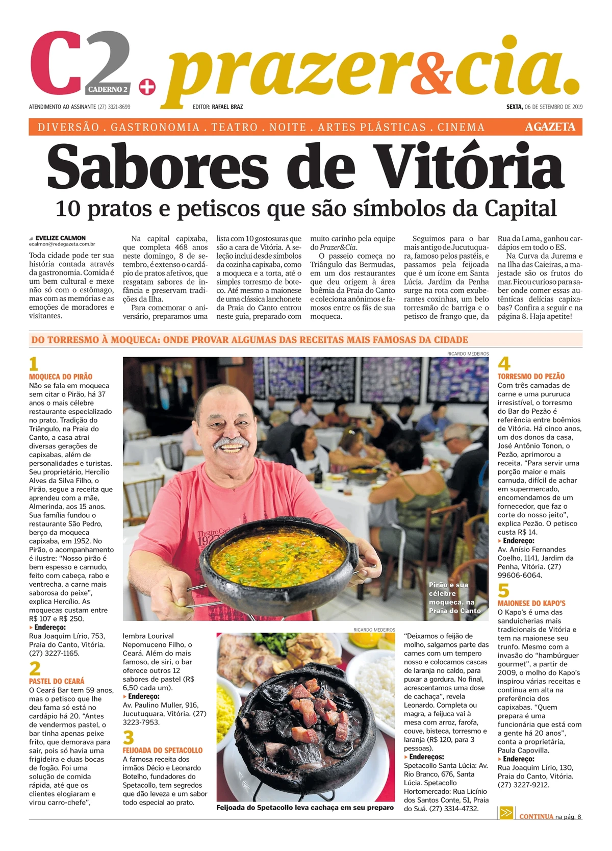 Pirão noticiado em "A Gazeta" por Reprodução/CEDOC/A Gazeta