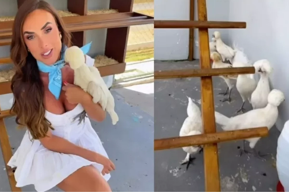 Nicole Bahls batiza mais dois animais de sua fazenda