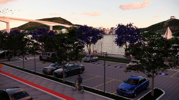 Projeto de estacionamento e praça ao lado do Cais das Artes, na Enseada do Suá, em Vitória por Reprodução