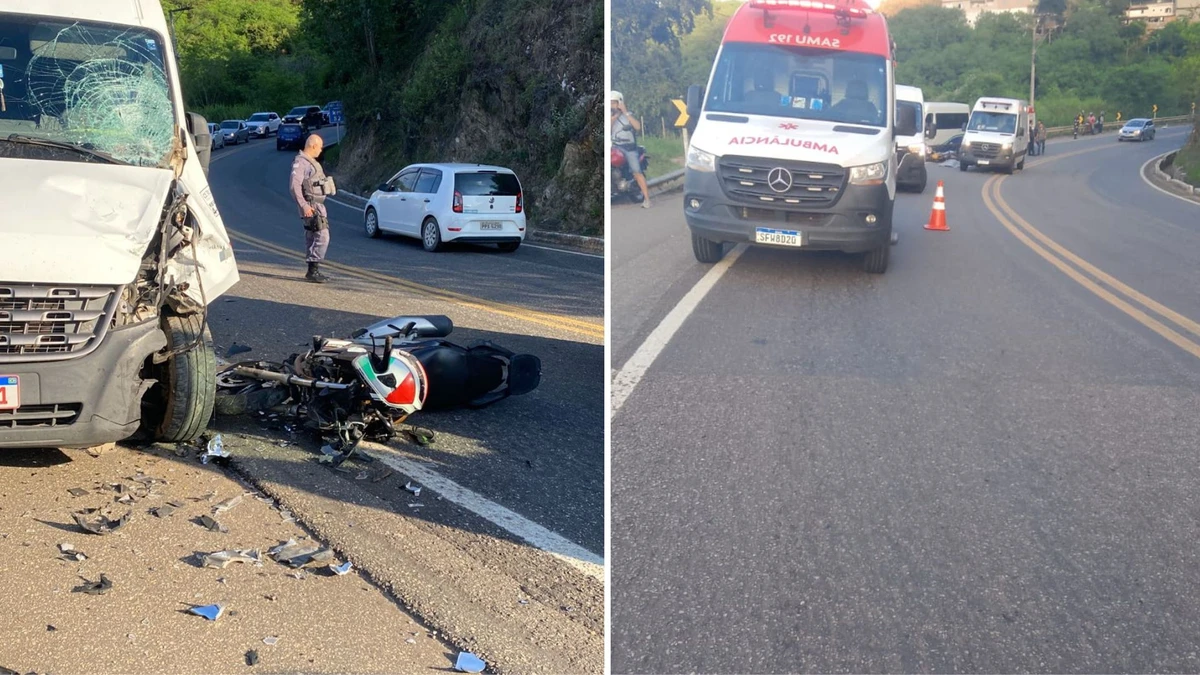 Agente penitenciário de moto morre ao se envolver em acidente com van em Alegre