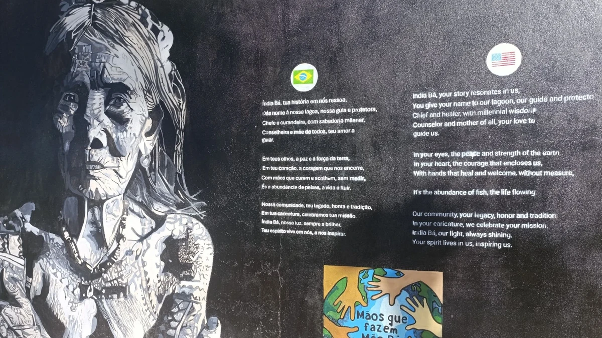 Grupo de voluntários fez mural em homeganem à Mãe-Bá