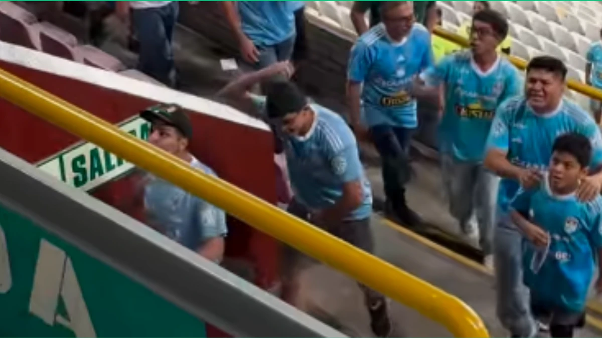Torcedor do Sporting Cristal imitando um macaco na partida contra o Palmeiras