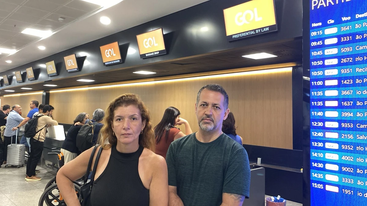Casal João Carlos de Souza Brabo, 55, e Sabrina Camolesi, 45, tiveram voo cancelado em Vitória