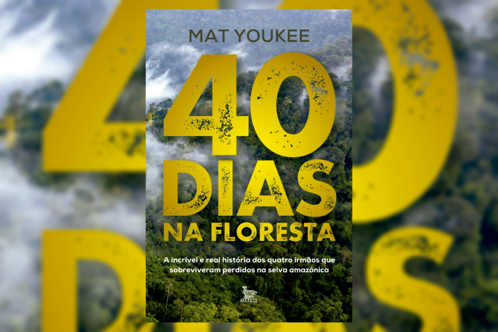Em &#8220;40 dias na floresta&#8221;, Mat Youkee narra a impressionante jornada de 4 crianças que ficaram perdidas por um mês na selva (Imagem: Reprodução digital | Matrix Editora)