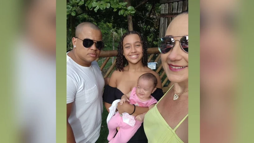 Gessandra e a família no Convento: a nova gravidez foi uma bênção alcançada