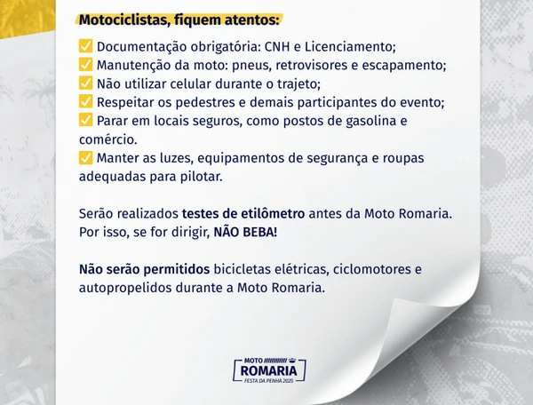 Orientações da PRF para a Moto Romaria