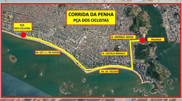 Pontos de interdição para a Corrida da Penha