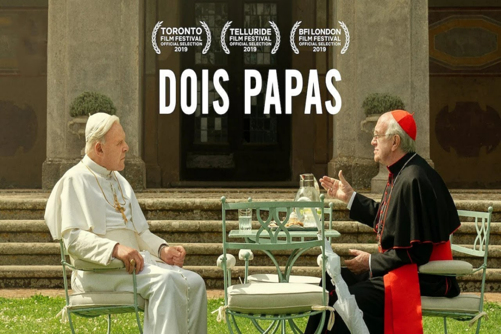 “Dois Papas” retrata a transição e as diferenças de ideias entre o Papa Bento XVI e o Papa Francisco (Imagem: Reprodução digital | Netflix)