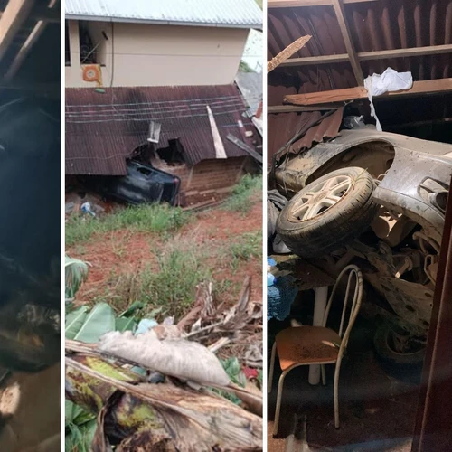 Imagem - Carro cai em ribanceira e atinge casa em Venda Nova do Imigrante