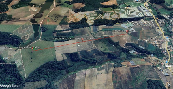 Projeção mostra localização do Aeroporto Regional das Montanhas, em Venda Nova do Imigrante