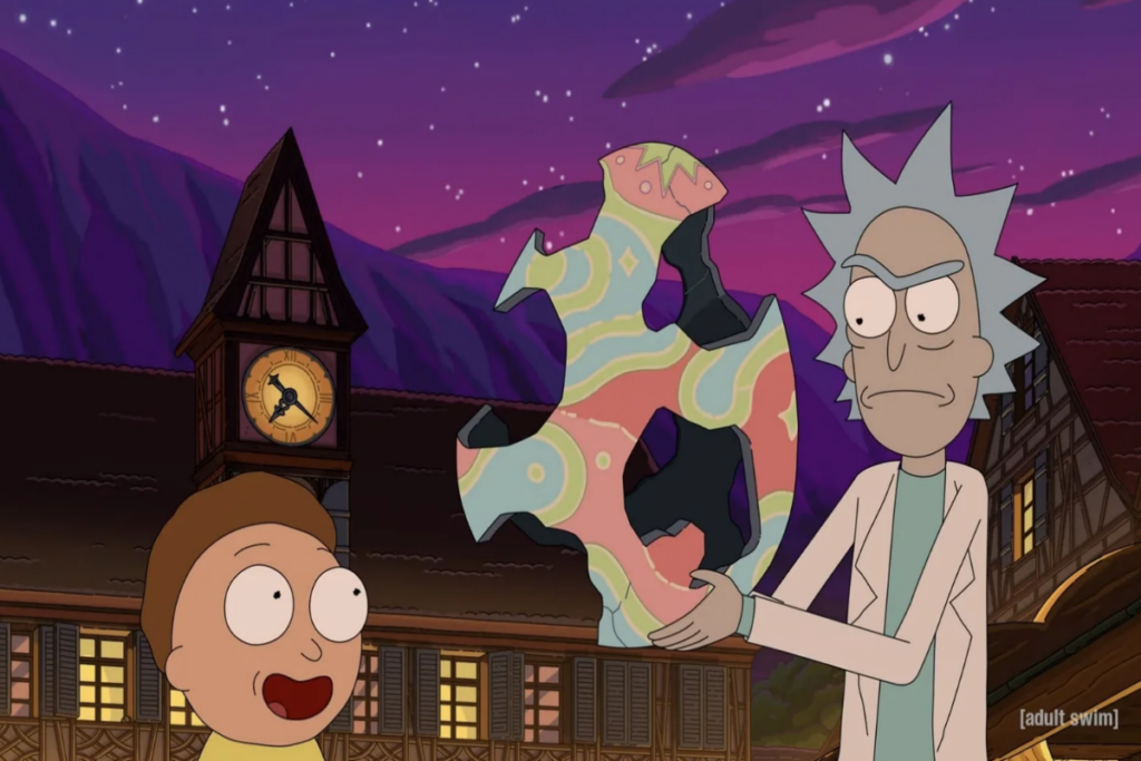 Na 8ª temporada de “Rick & Morty”, avô e neto seguem suas expedições arriscadas no espaço (Imagem: Reprodução digital | Max)