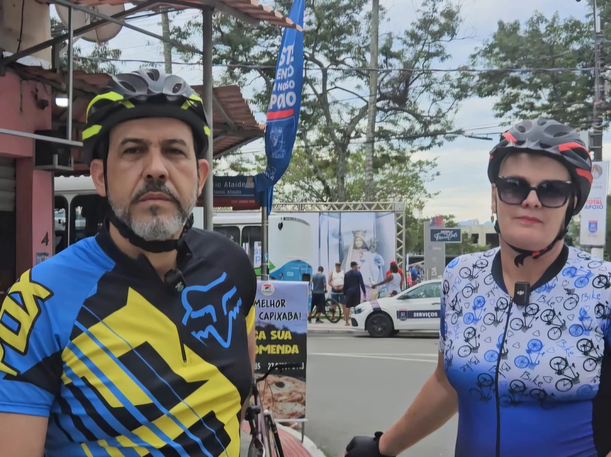 O casal Sérgio e Ângela foram da Serra até Vila Velha pela F