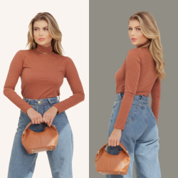 Blusa Feminina Segunda Pele Gola Alta Manga Comprida 